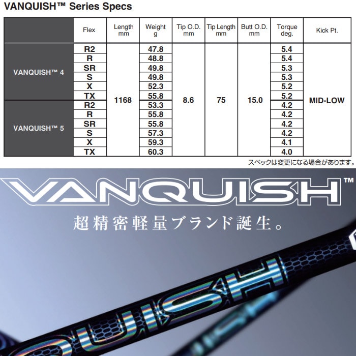 三菱ケミカル VANQUISH バンキッシュ 日本仕様※単体販売不可 | ウッド