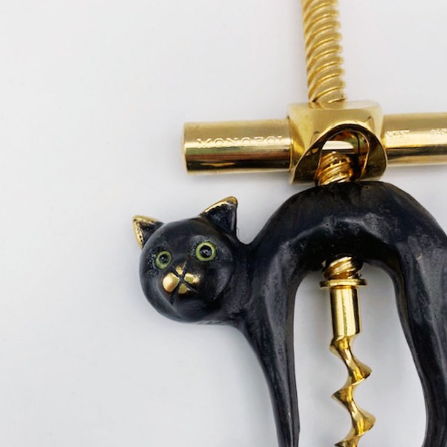 ドイツMonopol製 黒猫型のスクリューワインオープナー コルク抜き 1960