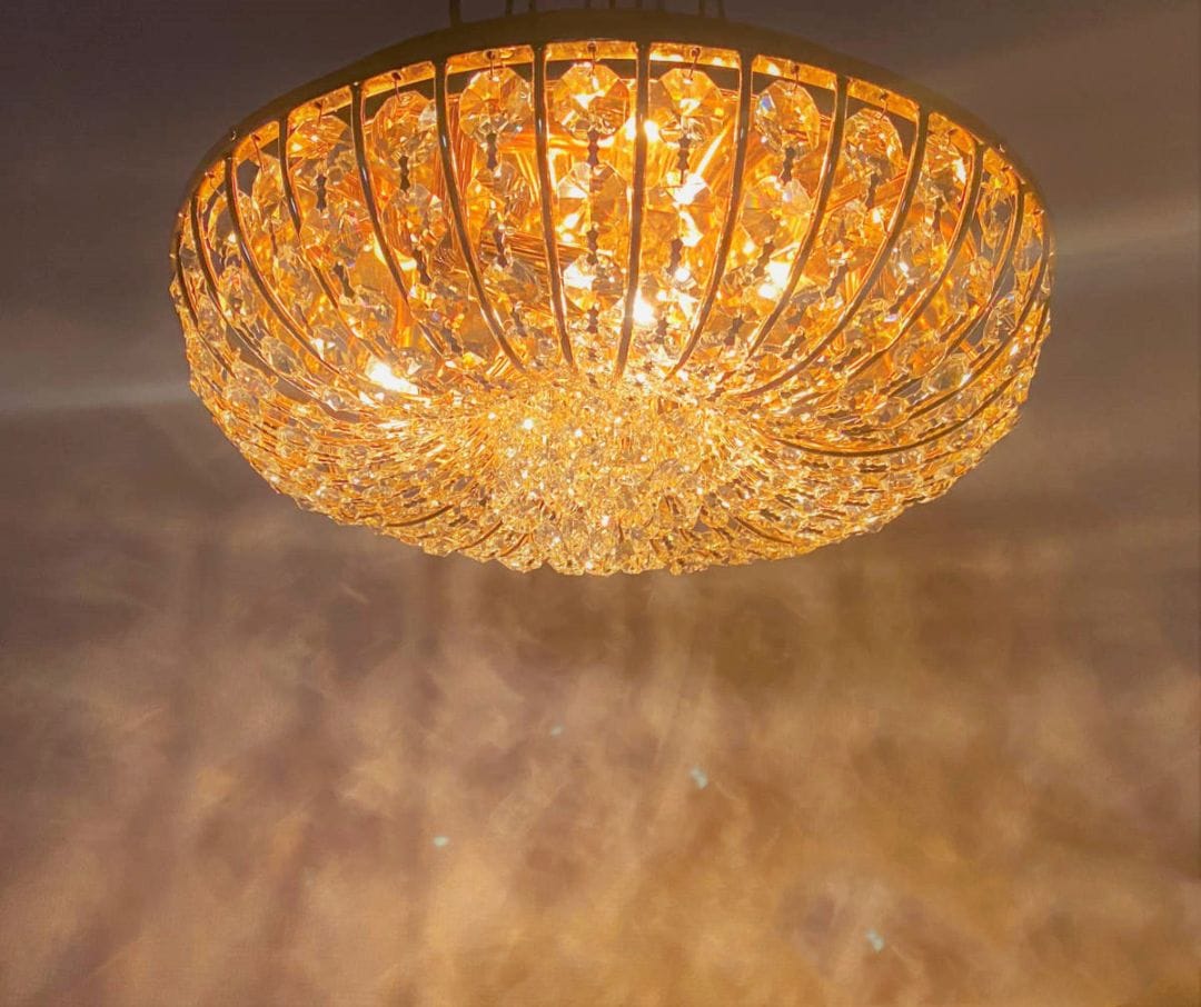 天吊り Φ35cm かぼちゃ型 シャンデリア 小 BA15S口金 フルゴールド