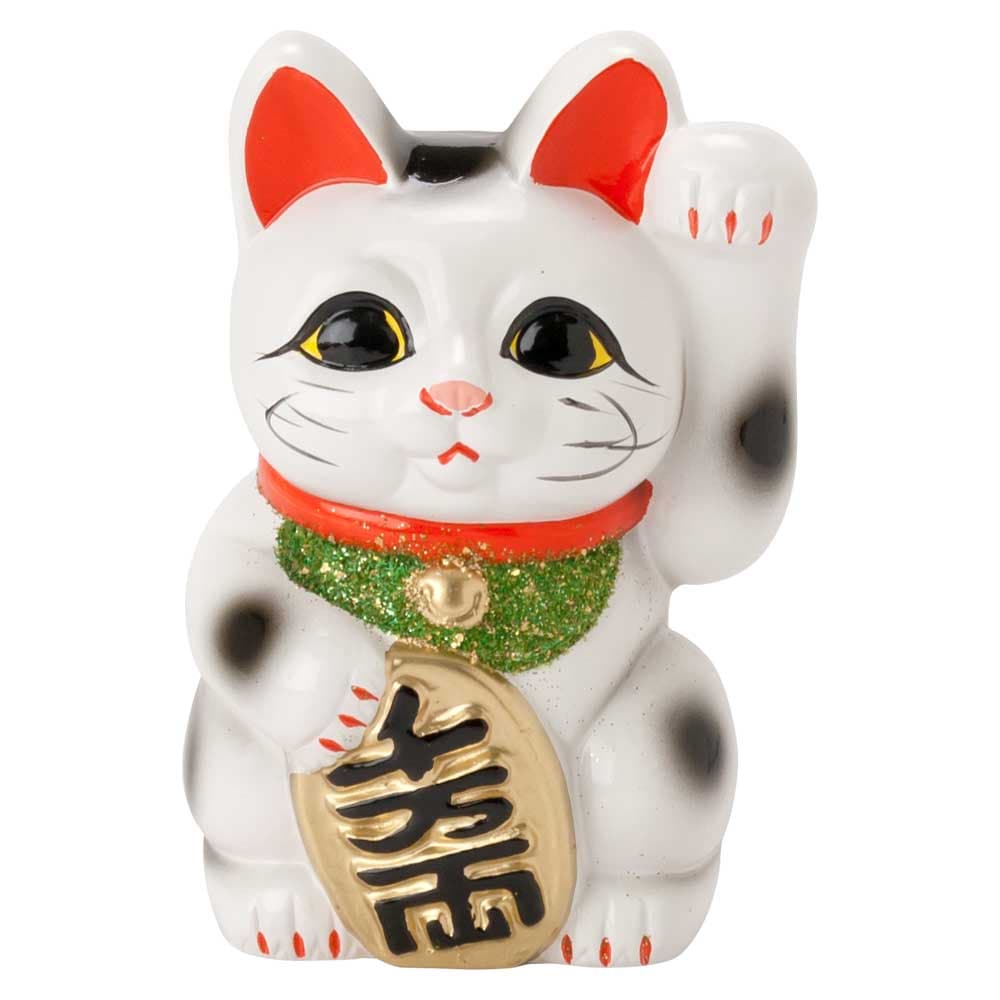 常滑焼 招き猫 4号小判白猫貯金箱 左手上げ (143-62-86) 愛知県の工芸