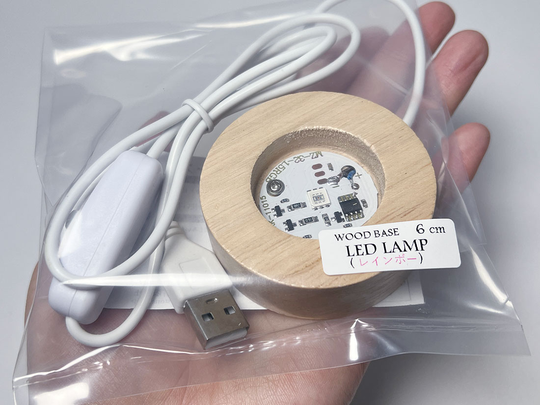 LEDライト付き木製台座Sサイズレインボー色 アソート