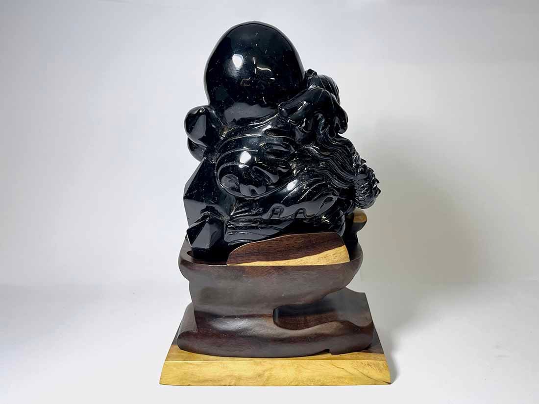 モリオン龍彫刻 (木製台座付き)