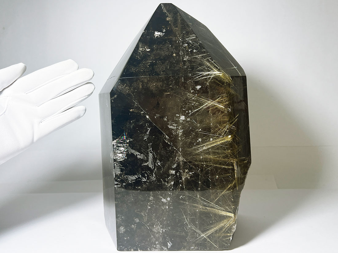 スモーキールチルクォーツ 大型ポリッシュ/Rutilated Quartz