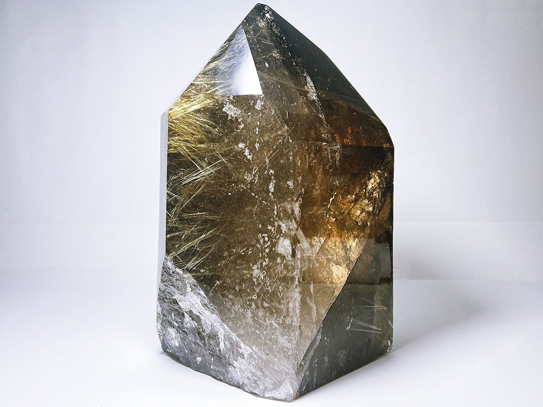 スモーキールチルクォーツ 大型ポリッシュ/Rutilated Quartz