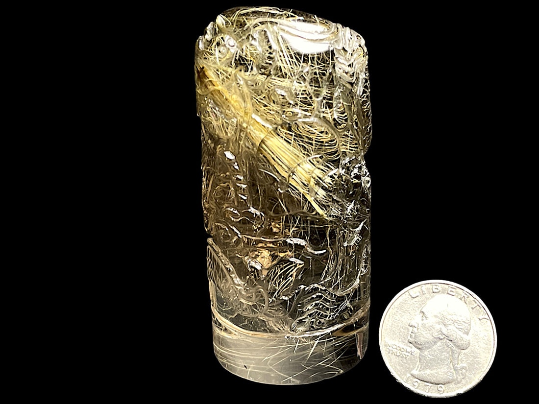 ルチルクォーツ 龍彫刻