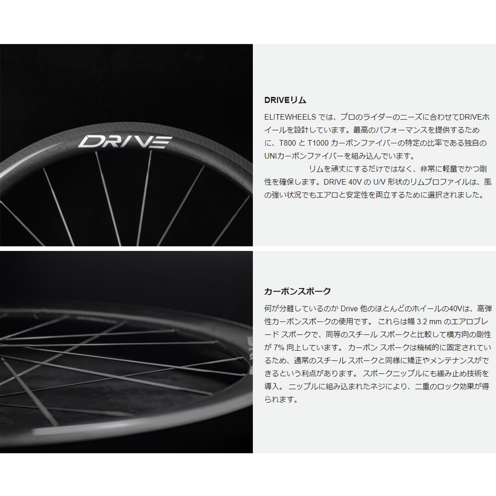 エリートホイール Drive 40V リムブレーキ シマノ10/11/12段＆スラム10