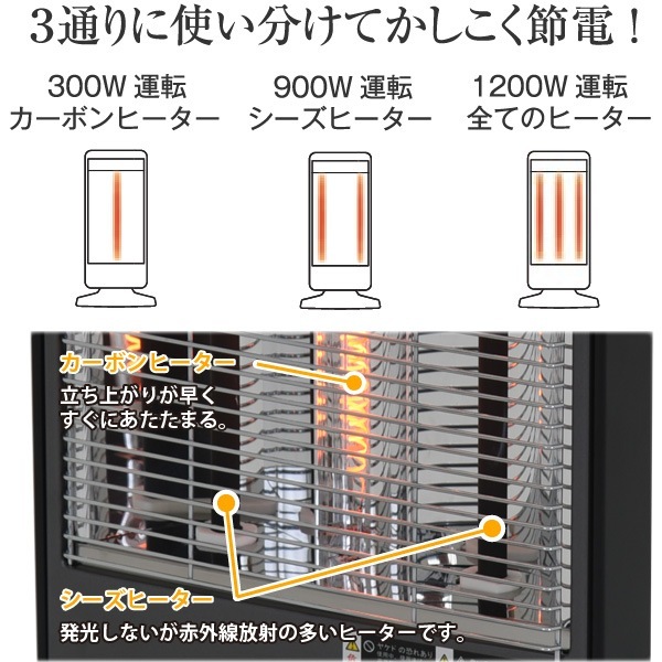ユアサプライムス.com｜カーボンヒーター ハイブリッド 3灯管 電気