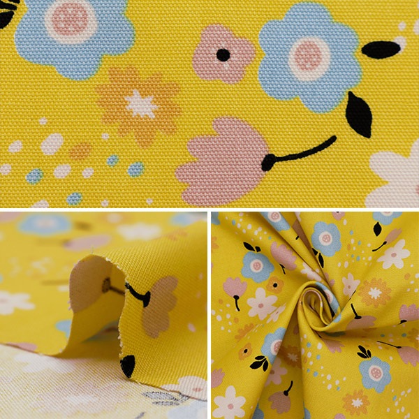 数量5から】 生地 『NINA オックス 花柄 イエロー 142-1356-A1』 生地