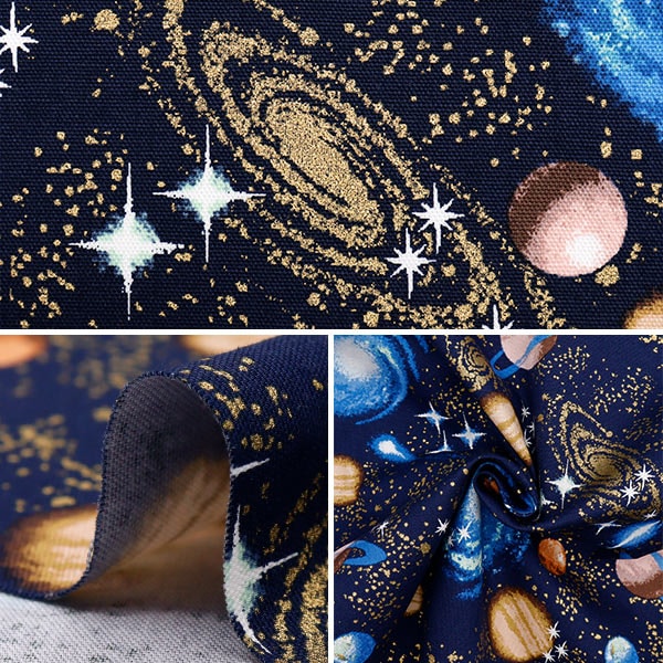 数量5から】 生地 『オックス 宇宙柄 ネイビー 2400-4A』 生地,柄から