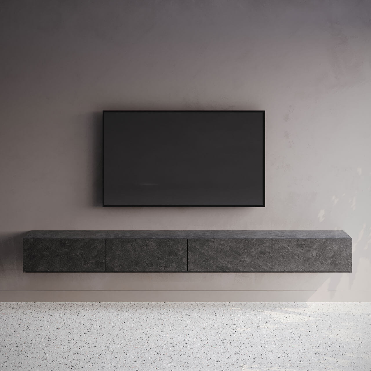 フロートテレビボード 幅240cm 奥行48cm 閉じたまま リモコンOK 同色