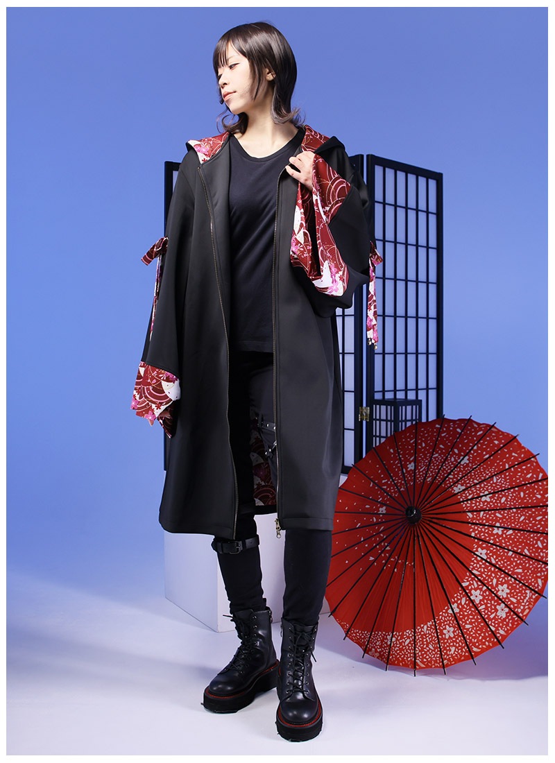 桜和柄のユニセックスロングパーカー ｜ Favorite