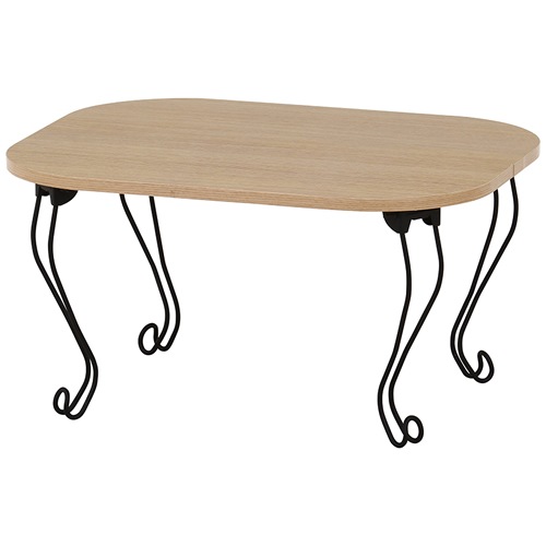 不二貿易【完成品】ねこ脚テーブル 6048 ナチュラル(木目) 折りたたみ