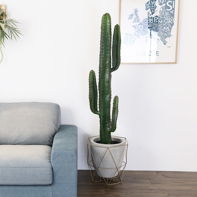 Brown. ブラウン フェイクグリーン 柱サボテン ポット 147cm 観葉植物