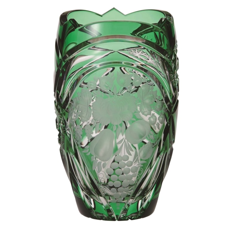 エルベクリスタル ヴィオラ 色被せ花瓶 グリーン VIO/2000/20G