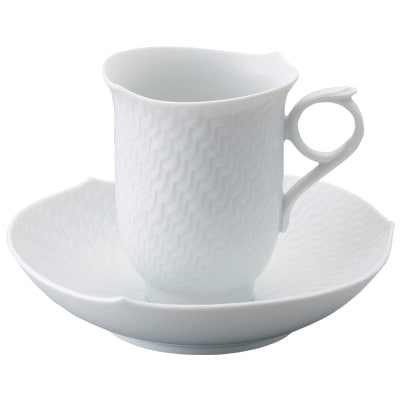マイセン 波の戯れ ホワイト ペアコーヒーカップ＆ソーサー 000000