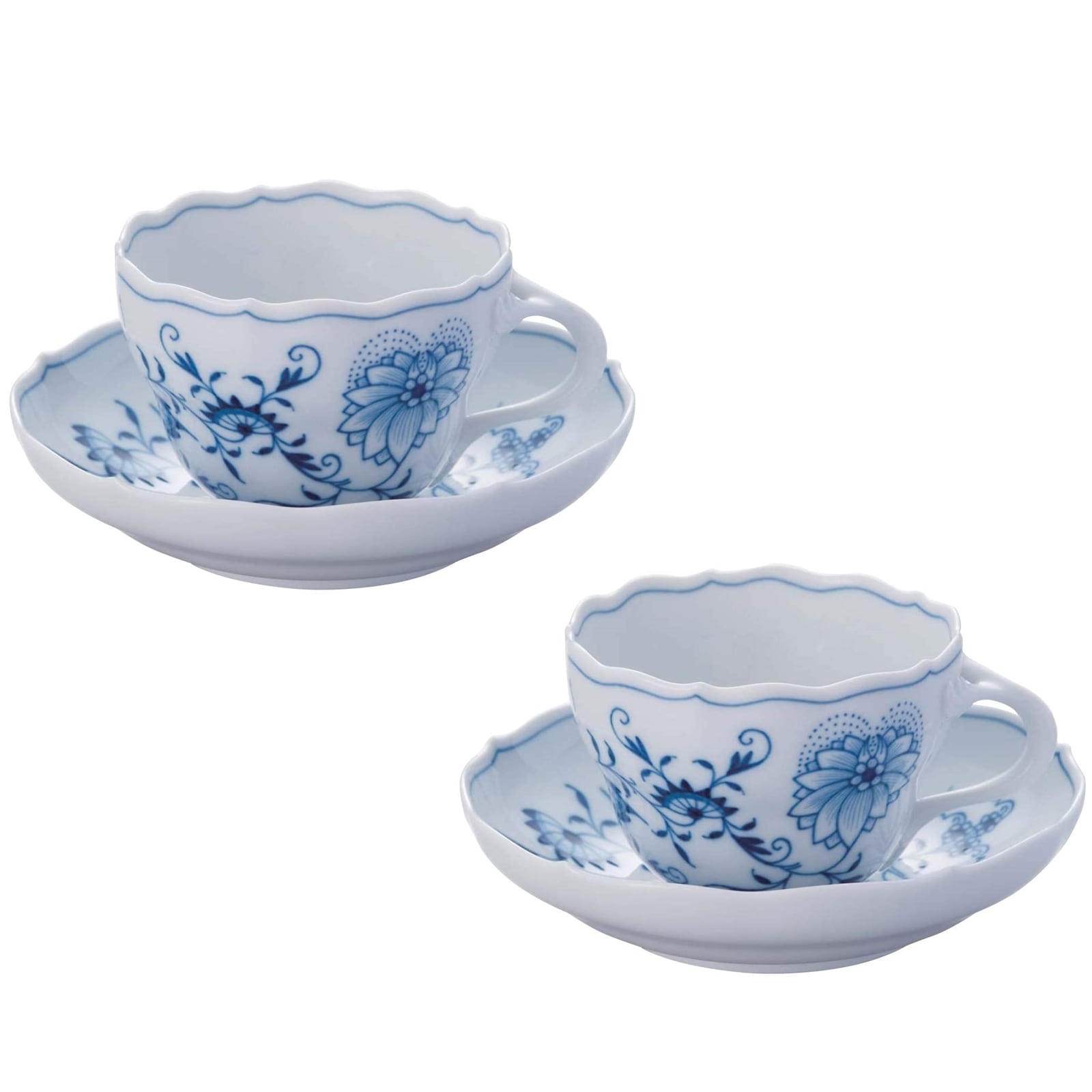 マイセン ブルーオニオン ペア ティー/コーヒー兼用カップ＆ソーサー