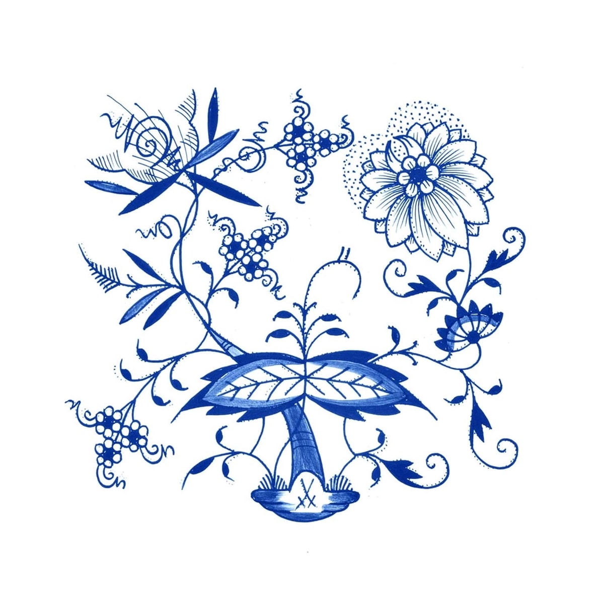 マイセン ブルーオニオン 三日月プレート 800101/00245 | ブルー