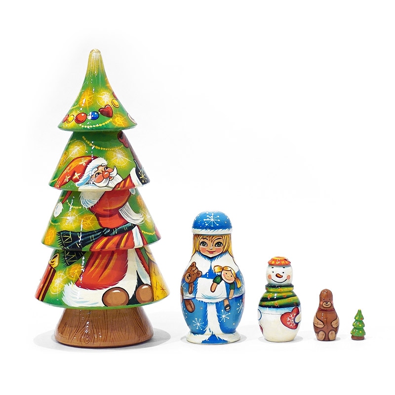ロシア ツリー型マトリョーシカ（5P） MAT-113 | インテリア雑貨,置物