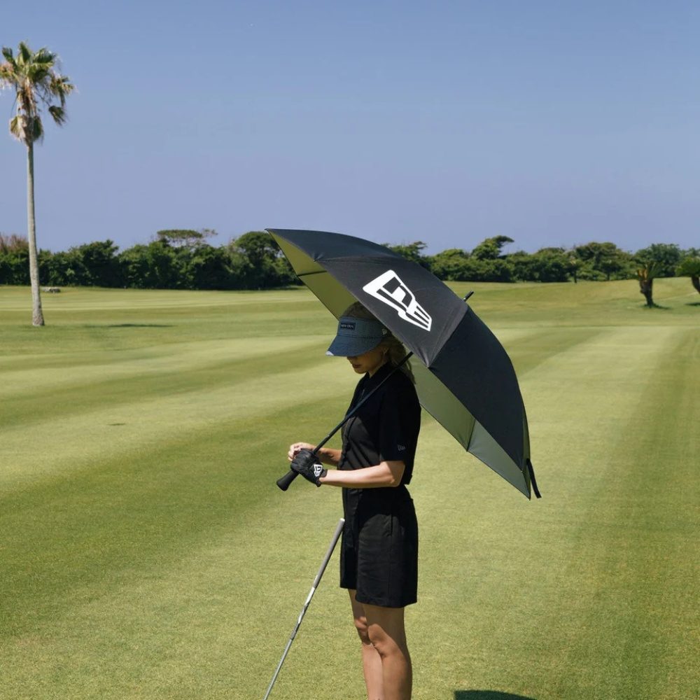 NEW ERA GOLF】ゴルフアンブレラ フラッグロゴ ブラック【雨も日差しも
