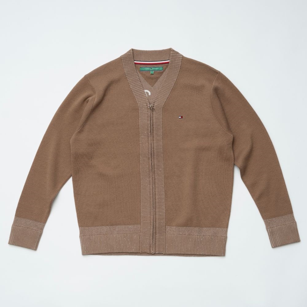 トミー ヒルフィガーゴルフ バックロゴ Vネックジップアップセーター