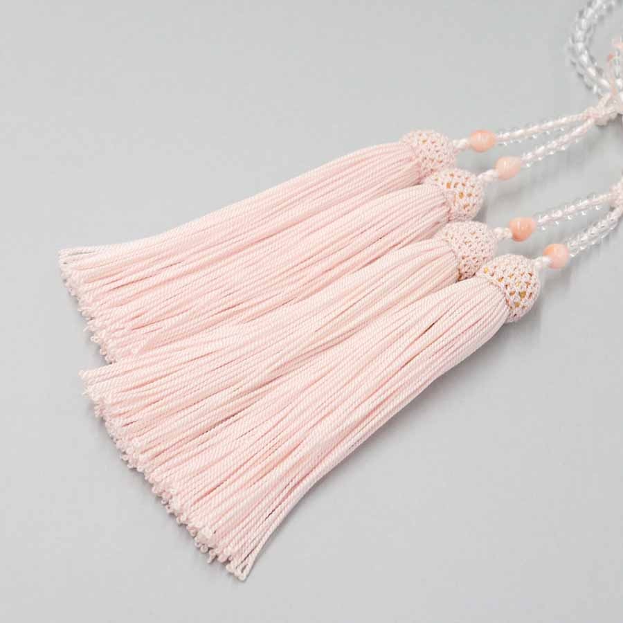 女性用念珠】 水晶 サンゴ ヨリ房 ピンク | 数珠・念珠,女性用 | お