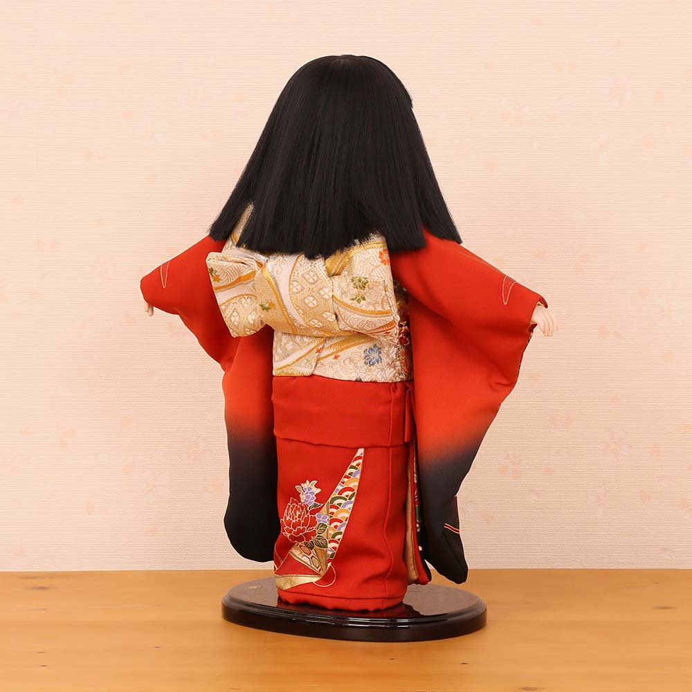 市松人形 齊藤公司作 13号 正絹金彩友禅 刺繍 13j-01a-j