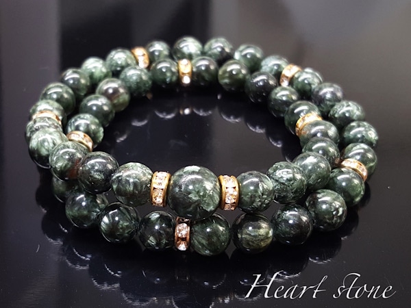 限定1点】癒しと直観を高める2連デザイン｜セラフィナイトの天然石