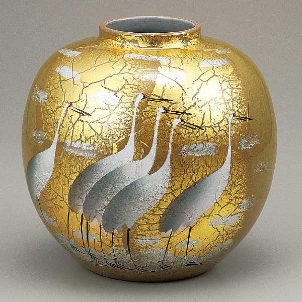 金箔鶴 九谷焼 8号花瓶 : ホーリ通信 (熟年時代 アートの友) 熟年時代