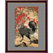 伊藤若冲動植綵絵 紫陽花双鶏図 額 美術品 インテリア レプリカ グッズ