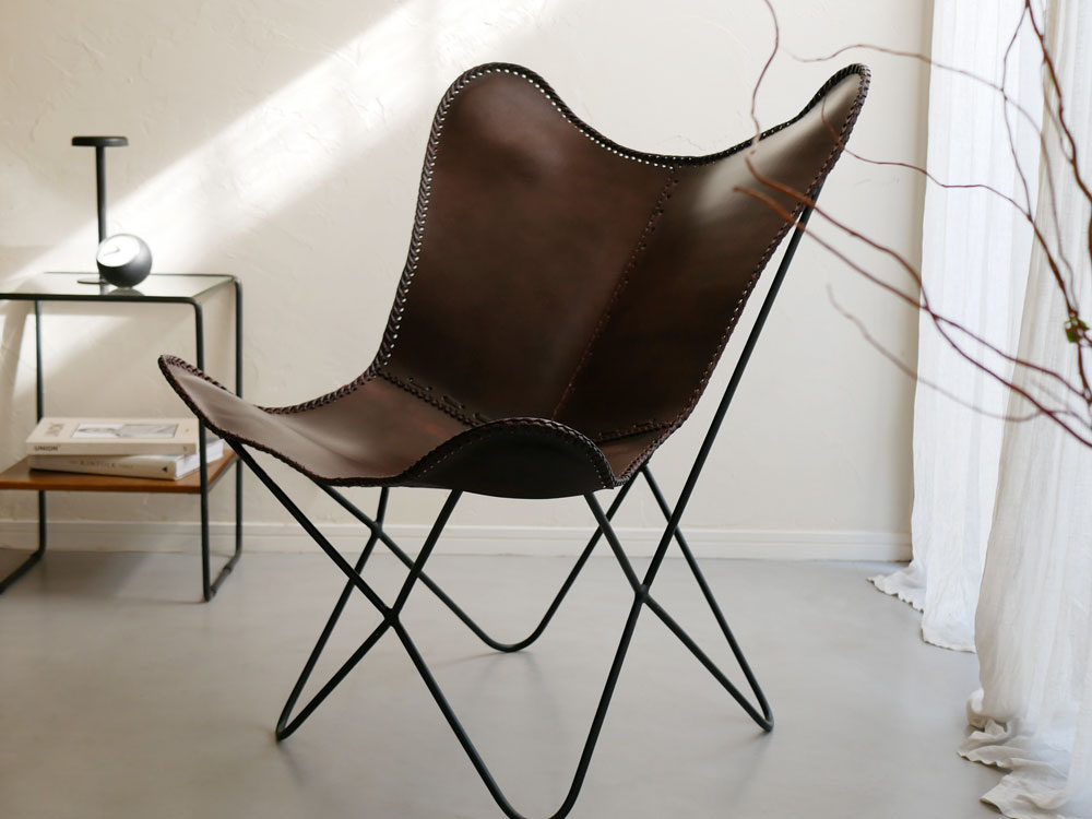 WRAPS/ラップス】アイアンレザーバタフライチェア 【メーカー直送