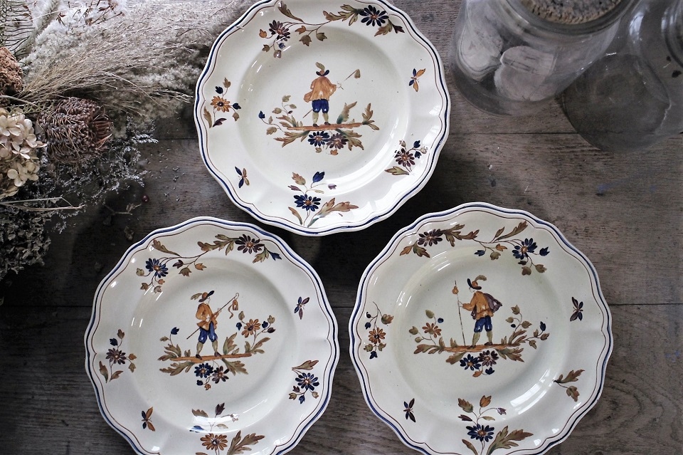 フランス ロンシャン窯ムスティエ焼き スーププレート 26cm 5179