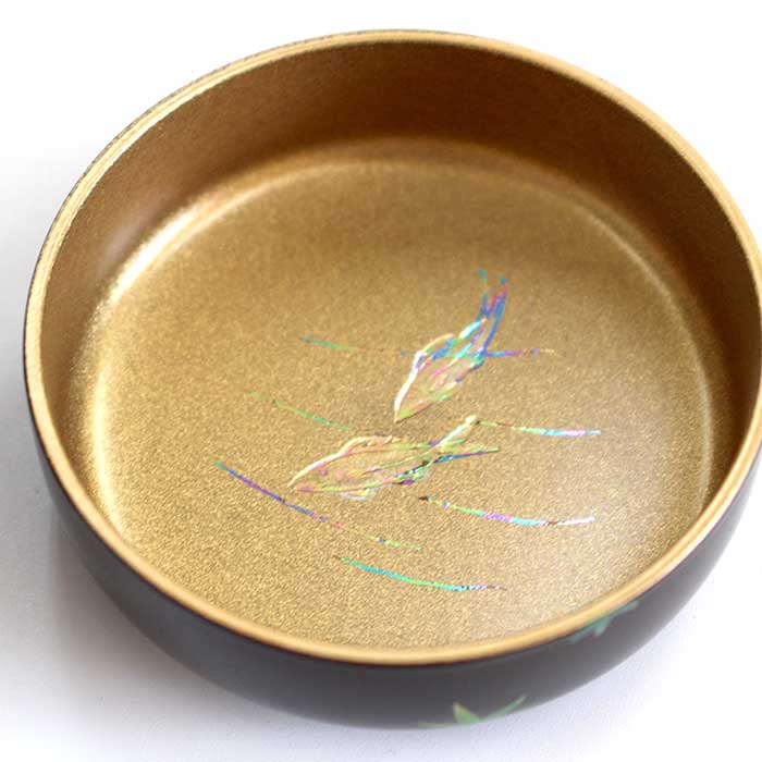 茶道具 棗 東雲 溜塗 中棗 青楓に鮎蒔絵 ( 内梨子地 )