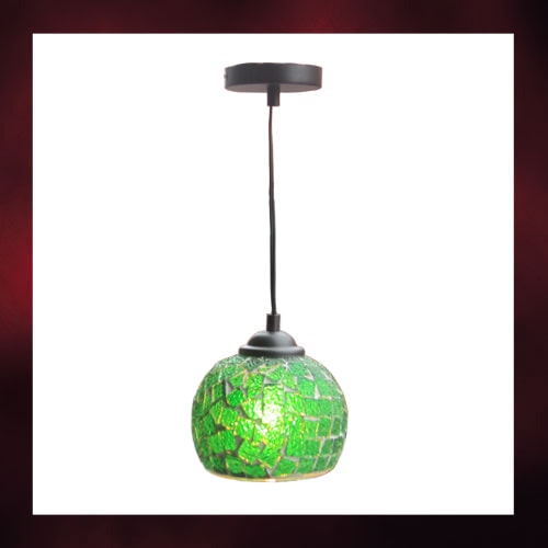 品番INK-1002025H ｜ ペンダントランプ(ステンドグラス)緑・グリーン