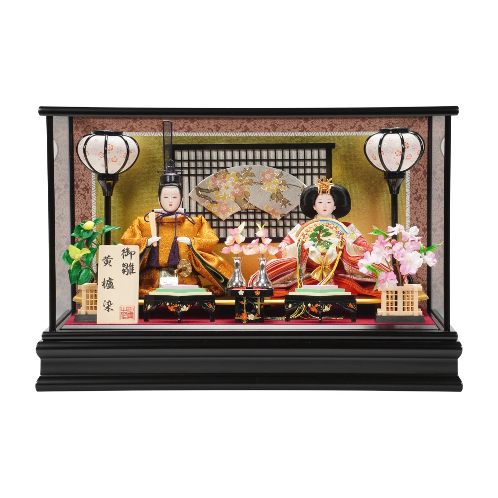 雛人形】三五 黄櫨染 親王揃いガラスケース飾り | 河雲作 ｜雛人形・五