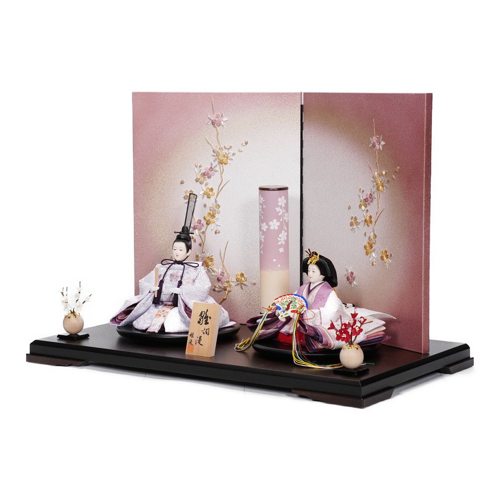 雛人形】小三五 刺繍(薄紫・ピンク) 桜 親王飾り | 雅泉作 ｜雛人形