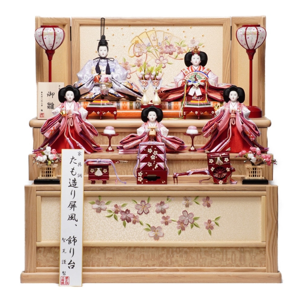 雛人形】三五 たもナチュラル 五人揃い三段収納飾り | 雛聖作 ｜雛人形