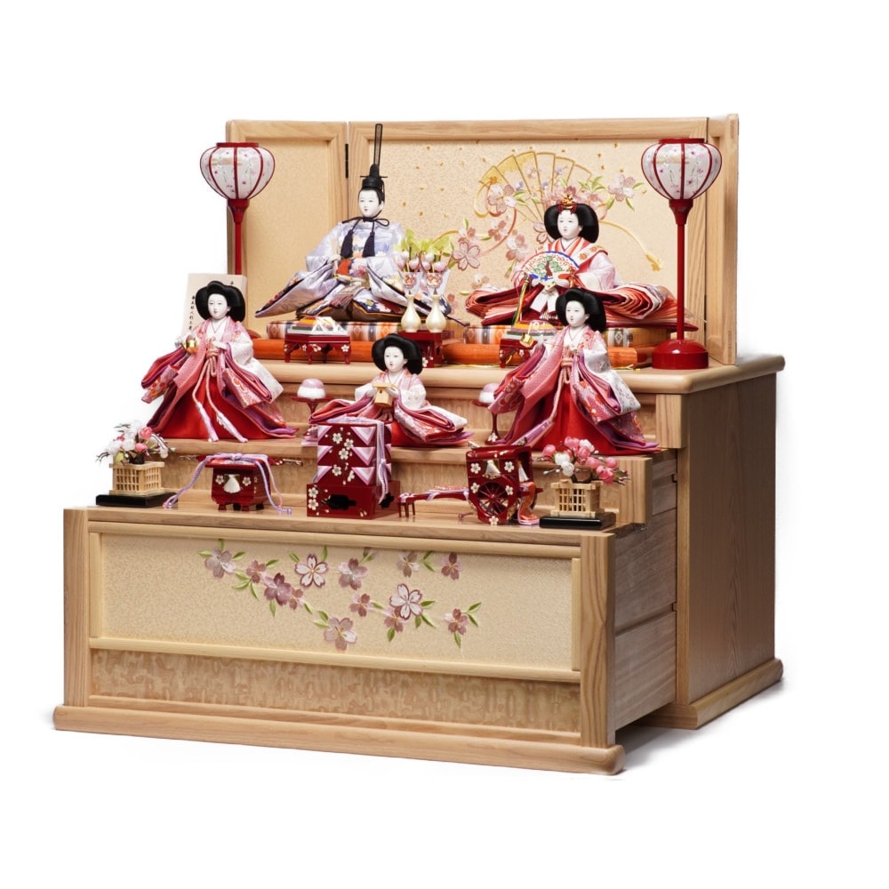 雛人形】三五 たもナチュラル 五人揃い三段収納飾り | 雛聖作 ｜雛人形