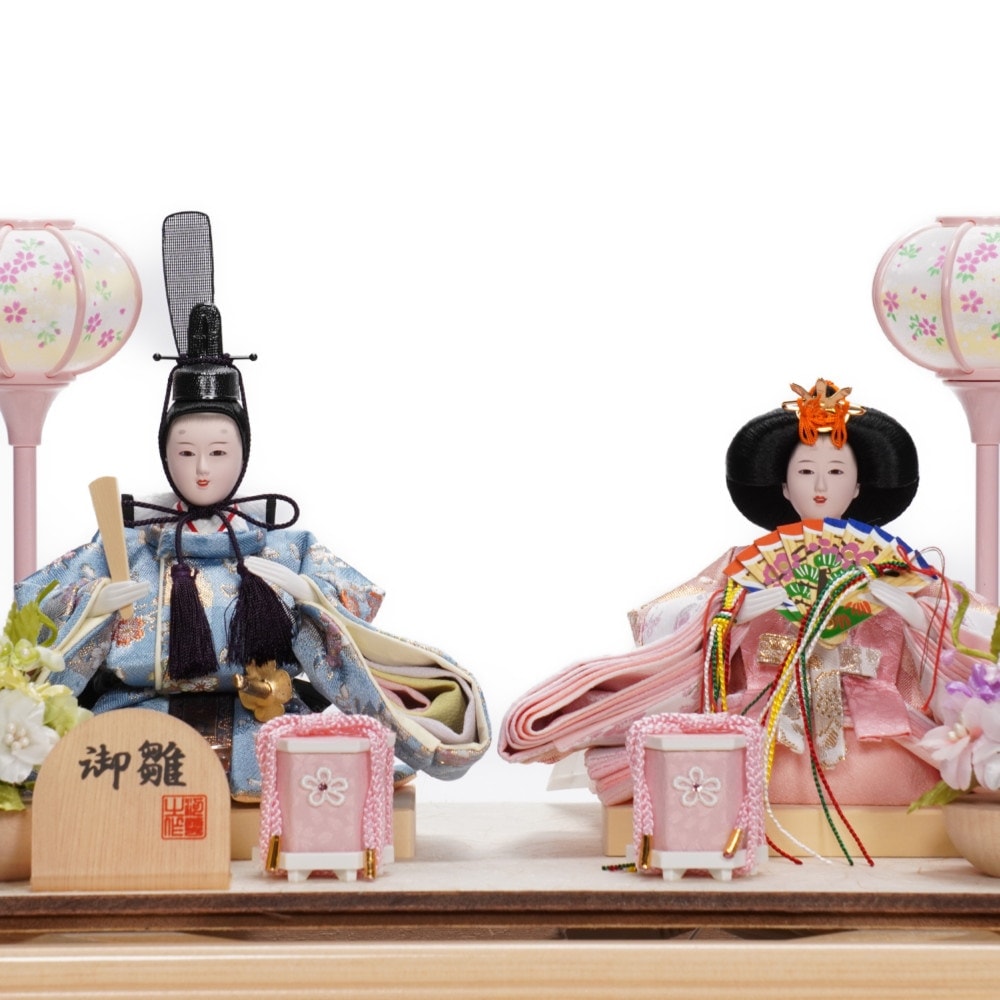 雛人形】小芥子 金襴 白木 親王揃いガラスケース飾り | 河雲作