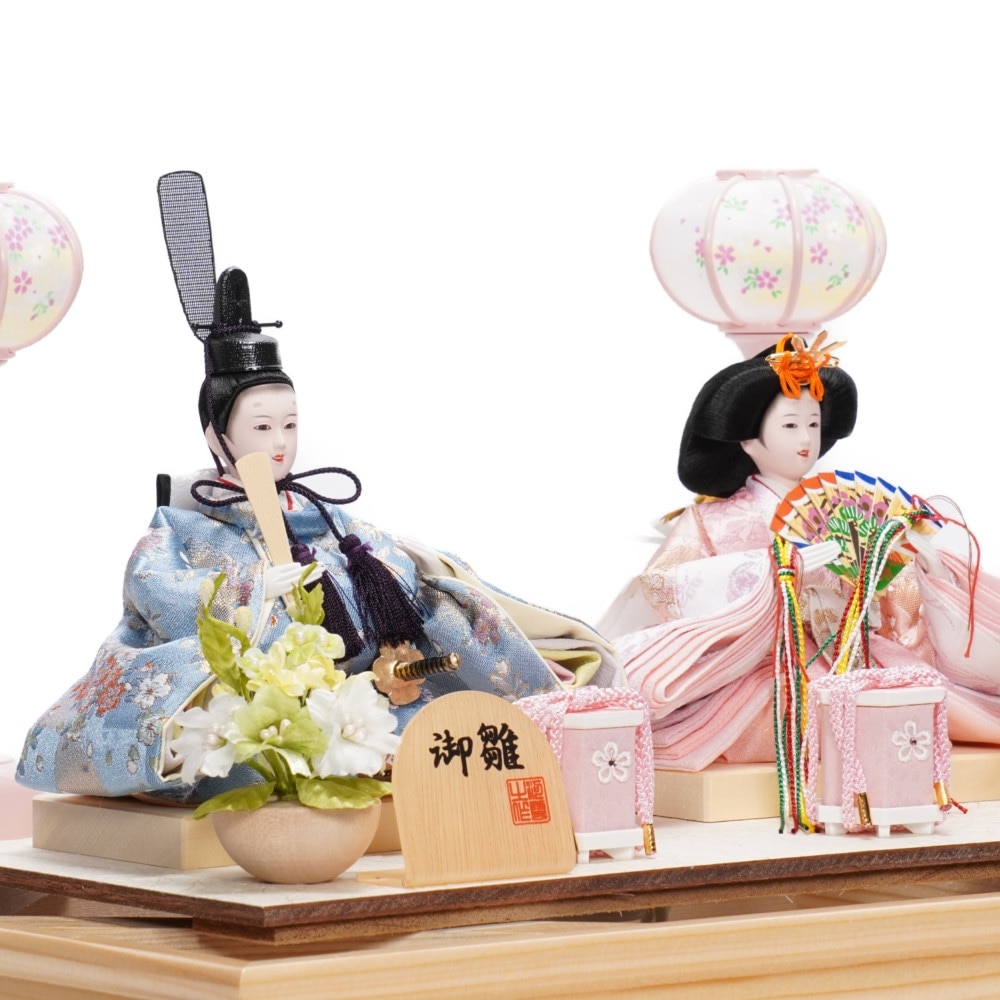 雛人形】小芥子 金襴 白木 親王揃いガラスケース飾り | 河雲作