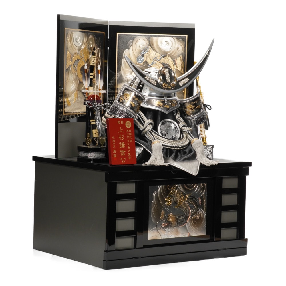 五月人形】25号 リアル上杉謙信 着用兜収納飾り〈皇宸作〉 ｜雛人形
