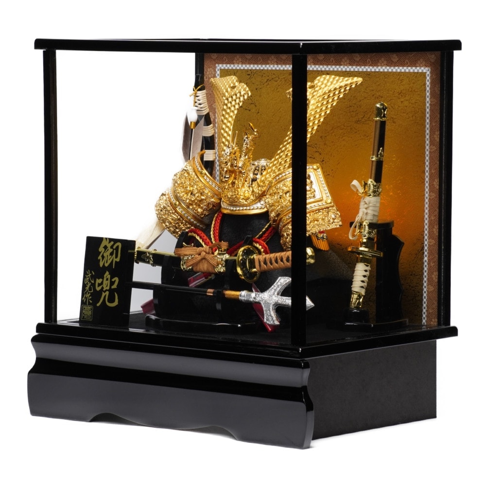 五月人形】8号 鎌倉 太刀・槍付 兜ガラスケース飾り〈武光作