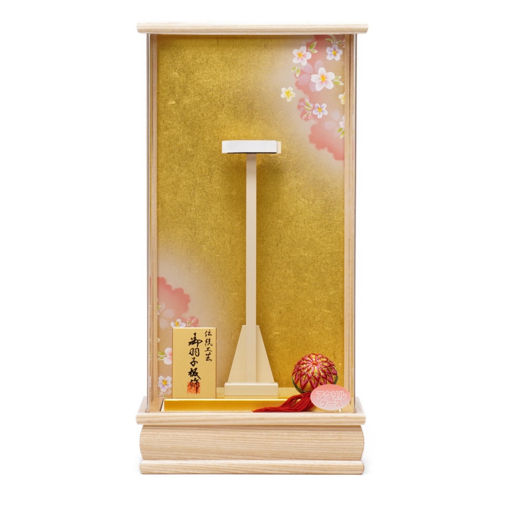 羽子板】10号 刺繍花まり(ピンク)×刺繍吉祥桜(ベージュ) アクリル〈匠