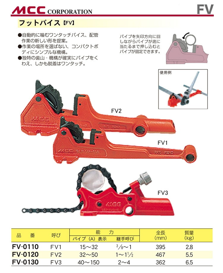 新品】【数量限定】〈MCC〉フットバイス FV-0120 | 一般作業工具,締付