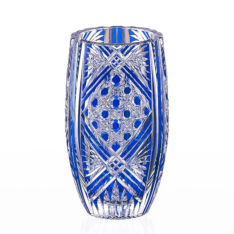 江戸切子 花瓶＜笹っ葉に八角籠目紋＞ KAGAMI | 花瓶 | 伝統工芸品