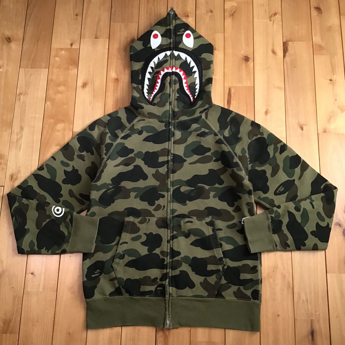 1st camo green シャーク パーカー Mサイズ shark full zip hoodie a