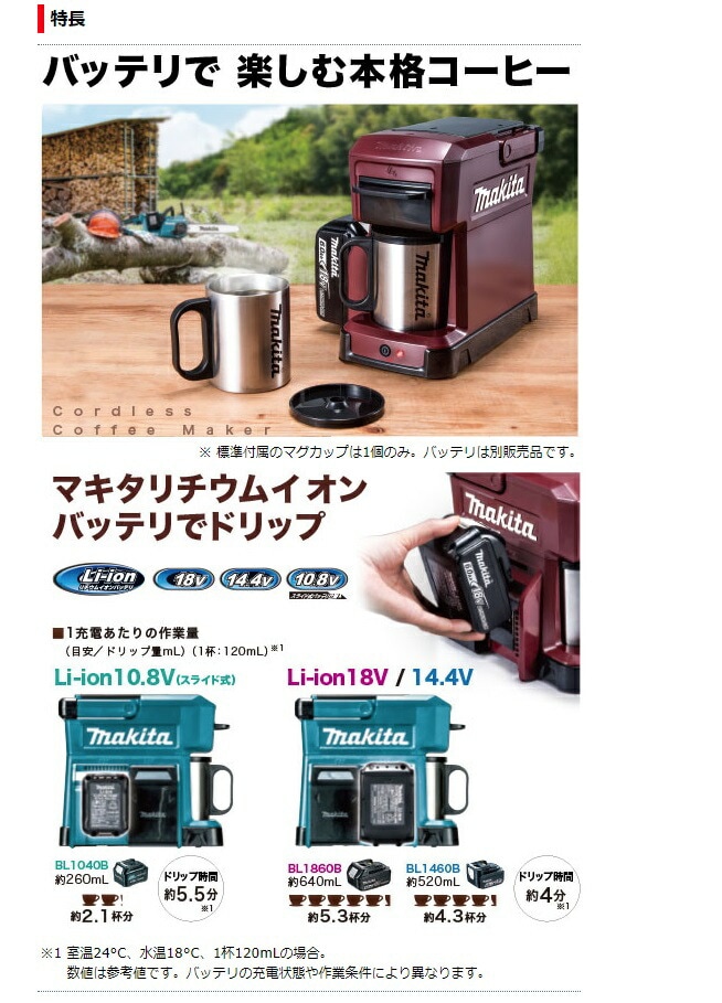 マキタ 充電式コーヒーメーカー CM501DZ(青)+バッテリBL1860B+充電器