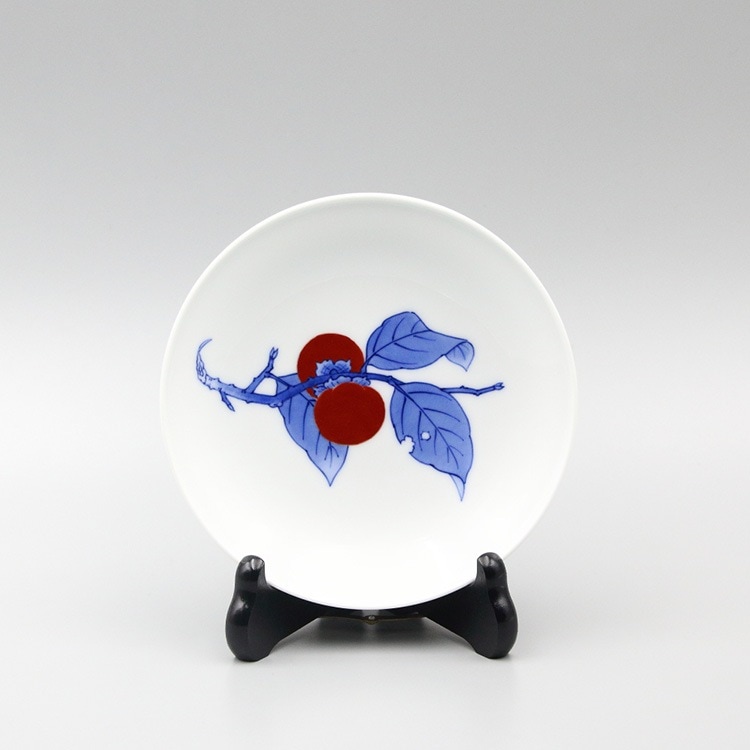 額皿 6寸縁立 染錦柿文 | 額皿 | 柿右衛門窯公式オンラインショップ