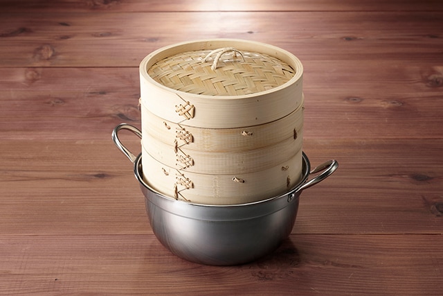 竹 籐留め 中華せいろ 21cm 鍋セット[ガス・IH対応鍋 本体2 ふた1