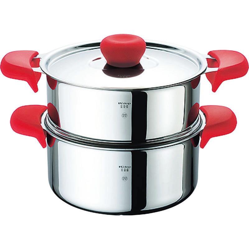 22cm両手鍋＆蒸し器セット／IH専用 | アウトレット | K+dep/ケデップ