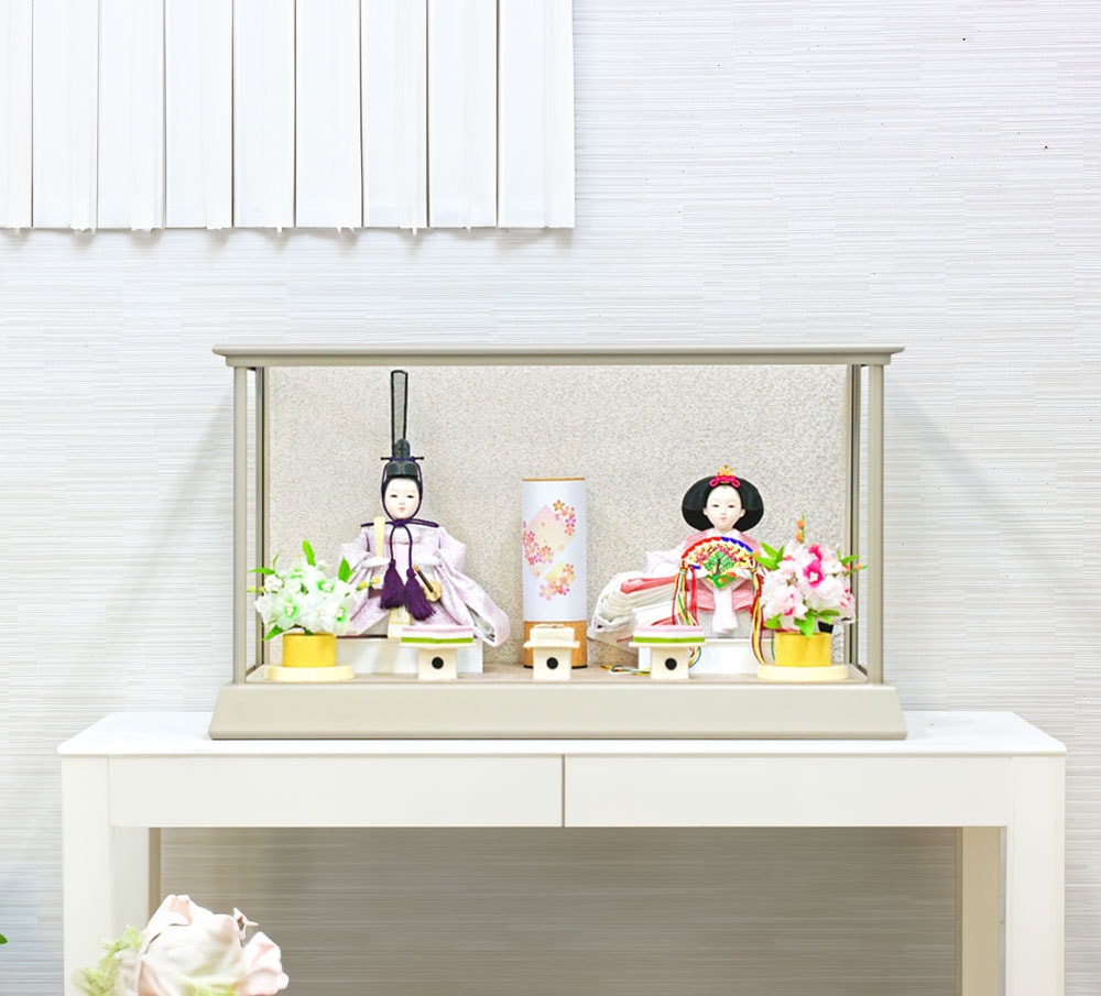 雛人形 コンパクト Cerisier(スリジエ) アルミケース グレージュ